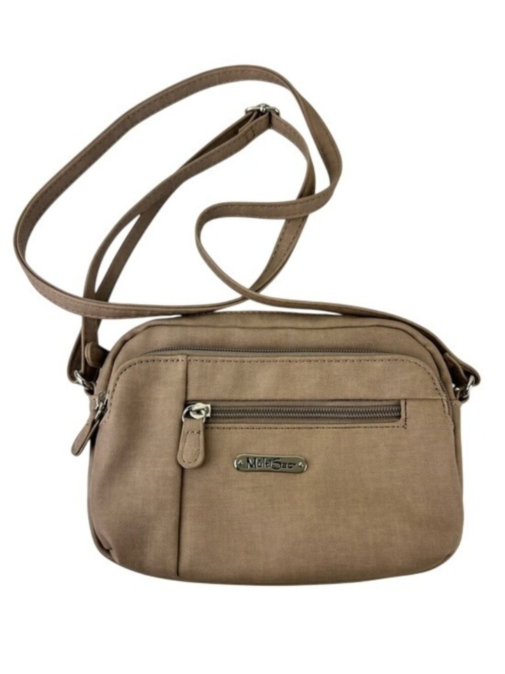 Multisac Small Taupe Crossbody Bag Compact Women's Shoulder Bag Travel Casual